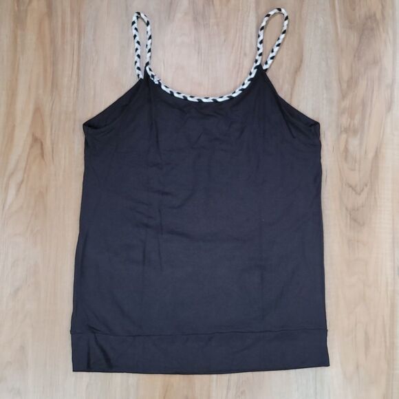 🔺️Michael Kors Black Braided Neckline Tanktop Small - Picture 2 of 9